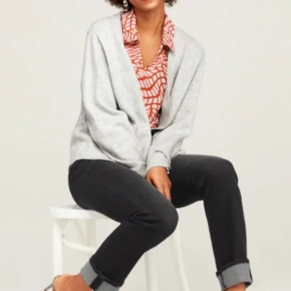 CAbi Snug Cardigan Button Down V-Neck Women's Grey Style #4104 Cozy Fall